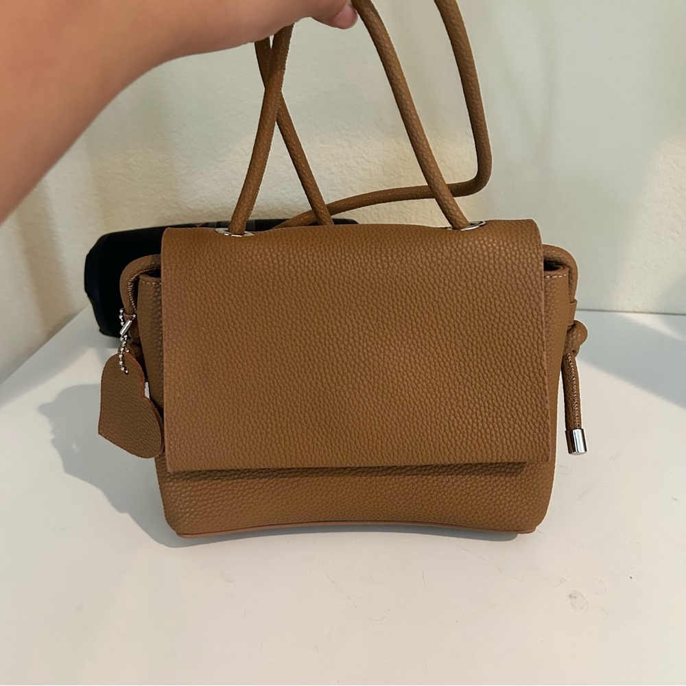 Designer Leather Crossbody Bag in Tan